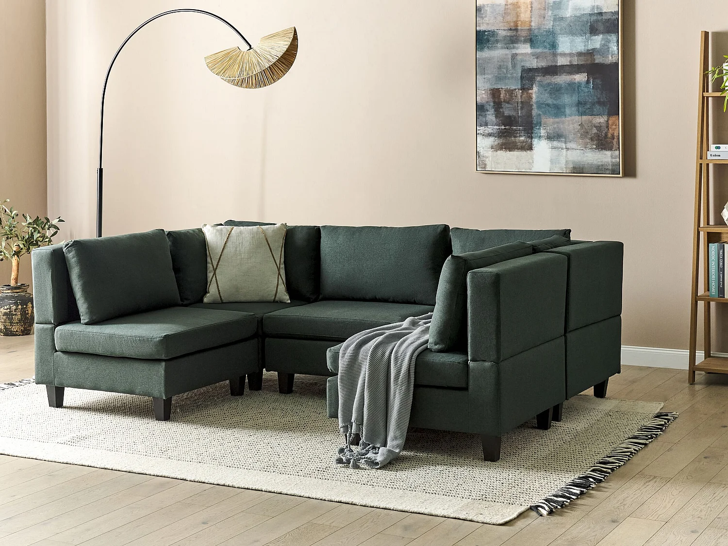 Canapé modulable en forme de U UNSTAD Tissu Vert foncé 5 places