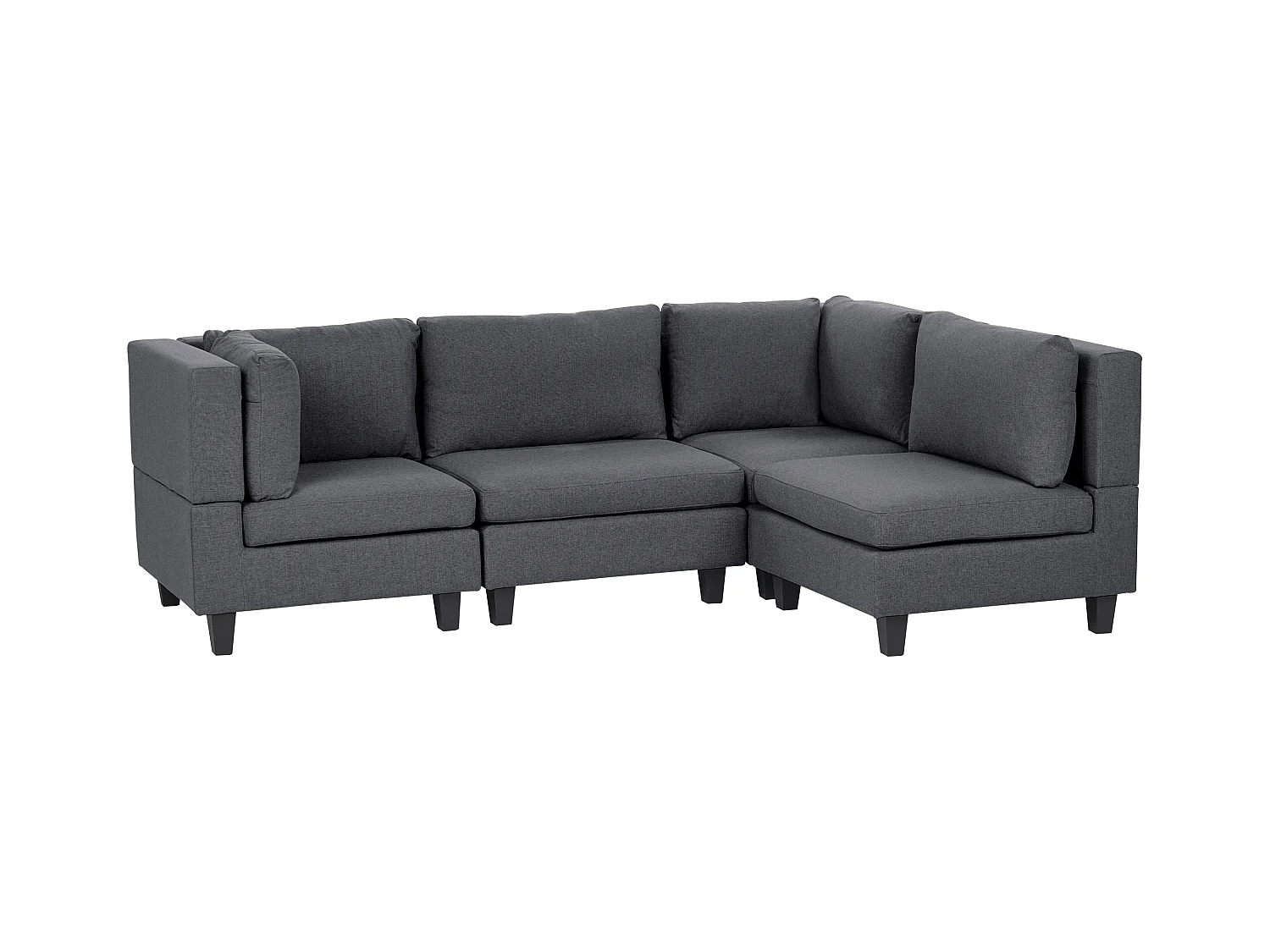Canapé d'Angle Moderne Modulaire 4 Places Côté droite Pieds Noirs et Tissu Rembourré Gris Foncé Unstad
