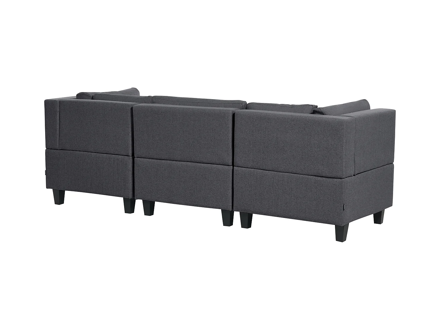 Canapé d'Angle Moderne Modulaire 4 Places Côté droite Pieds Noirs et Tissu Rembourré Gris Foncé Unstad