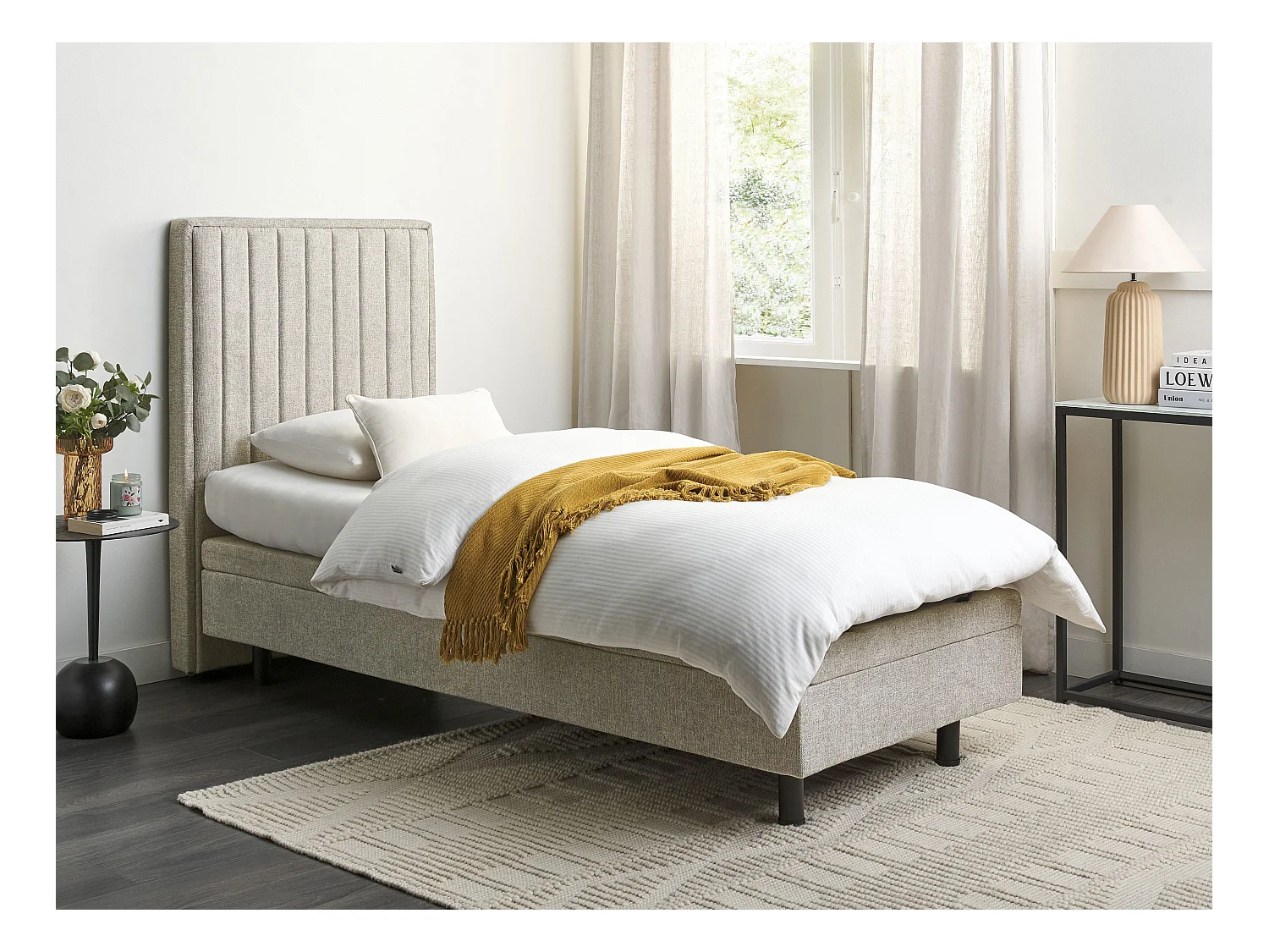 Lit réglable Tissu DUKE II 80 x 200 cm Beige