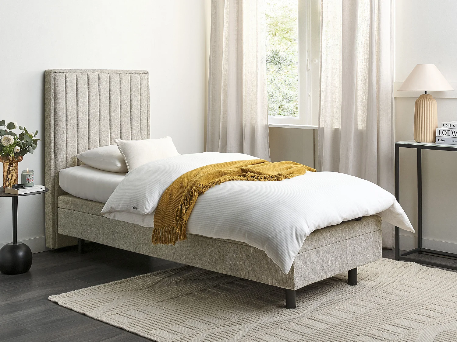 Lit réglable Tissu DUKE II 80 x 200 cm Beige