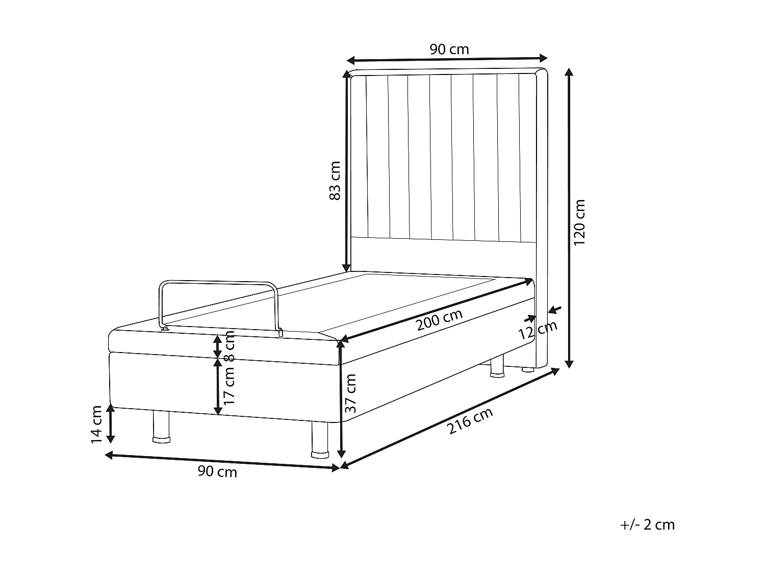 Lit réglable Tissu CASTELLAN 90 x 200 cm Beige