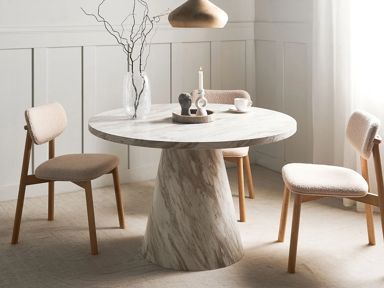 Table de repas MERE Marbre blanc 120 cm 120 cm