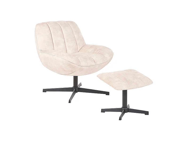 Fauteuil pivotant LIA Velours Beige
