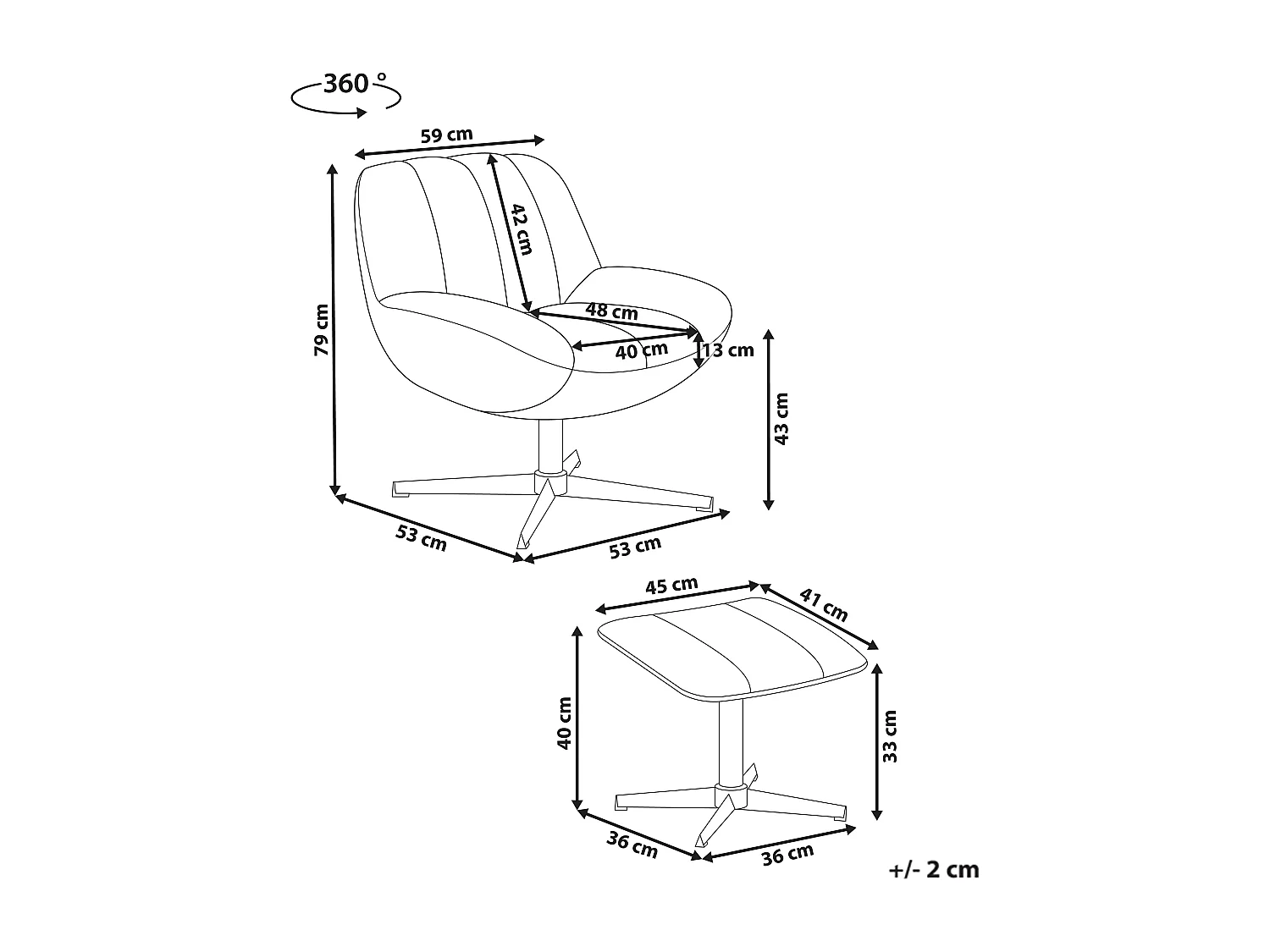 Poltrona girevole LIA con poggiapiedi Velluto Beige