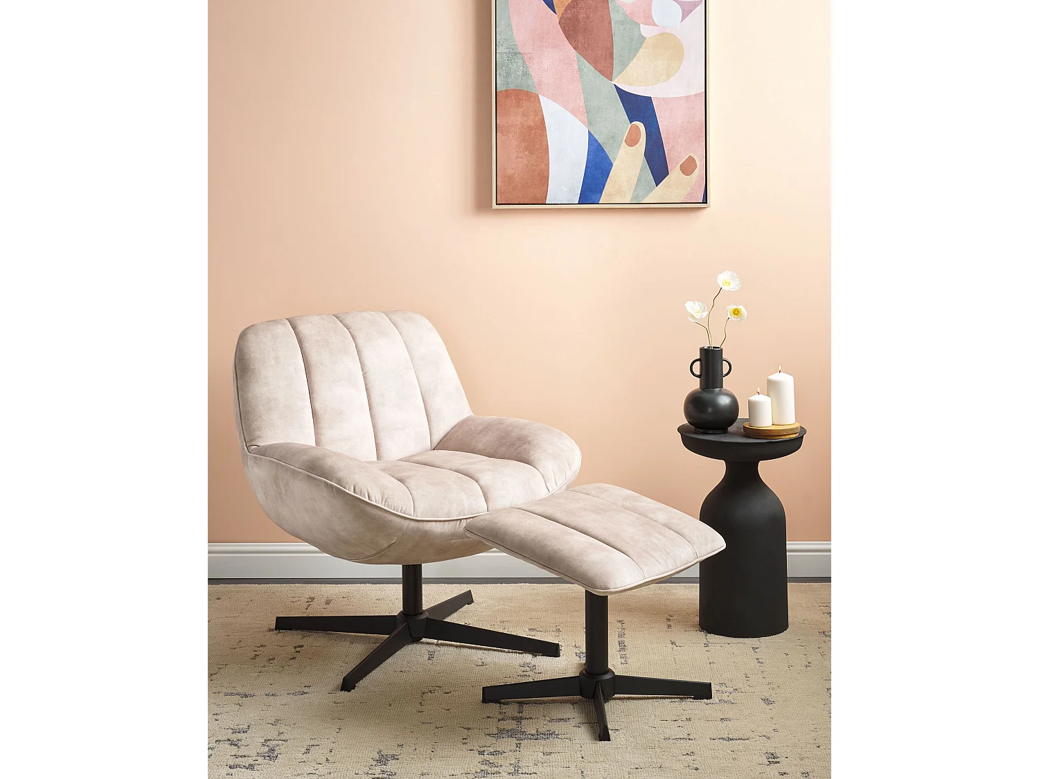 Fauteuil pivotant LIA Velours Beige