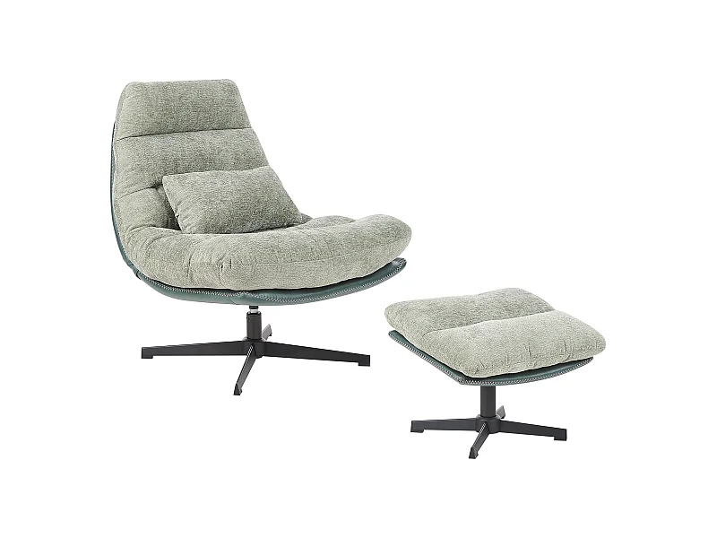 Fotel obrotowy TOVIK Z podnóżkiem Jasnozielony