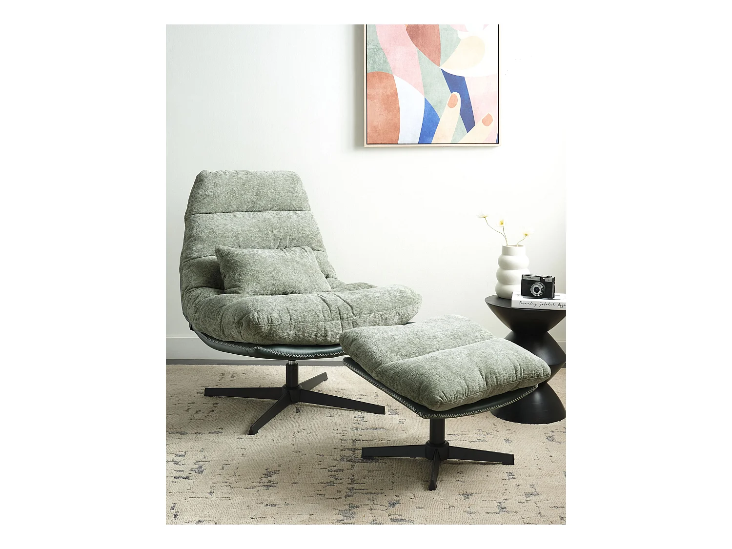 Fauteuil pivotant TOVIK Tissu chenille Vert clair