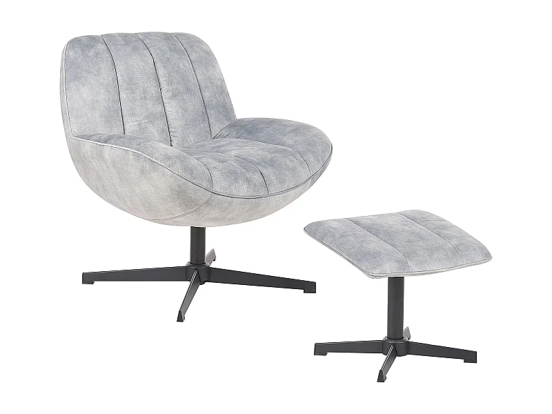 Fauteuil pivotant LIA Velours Gris clair