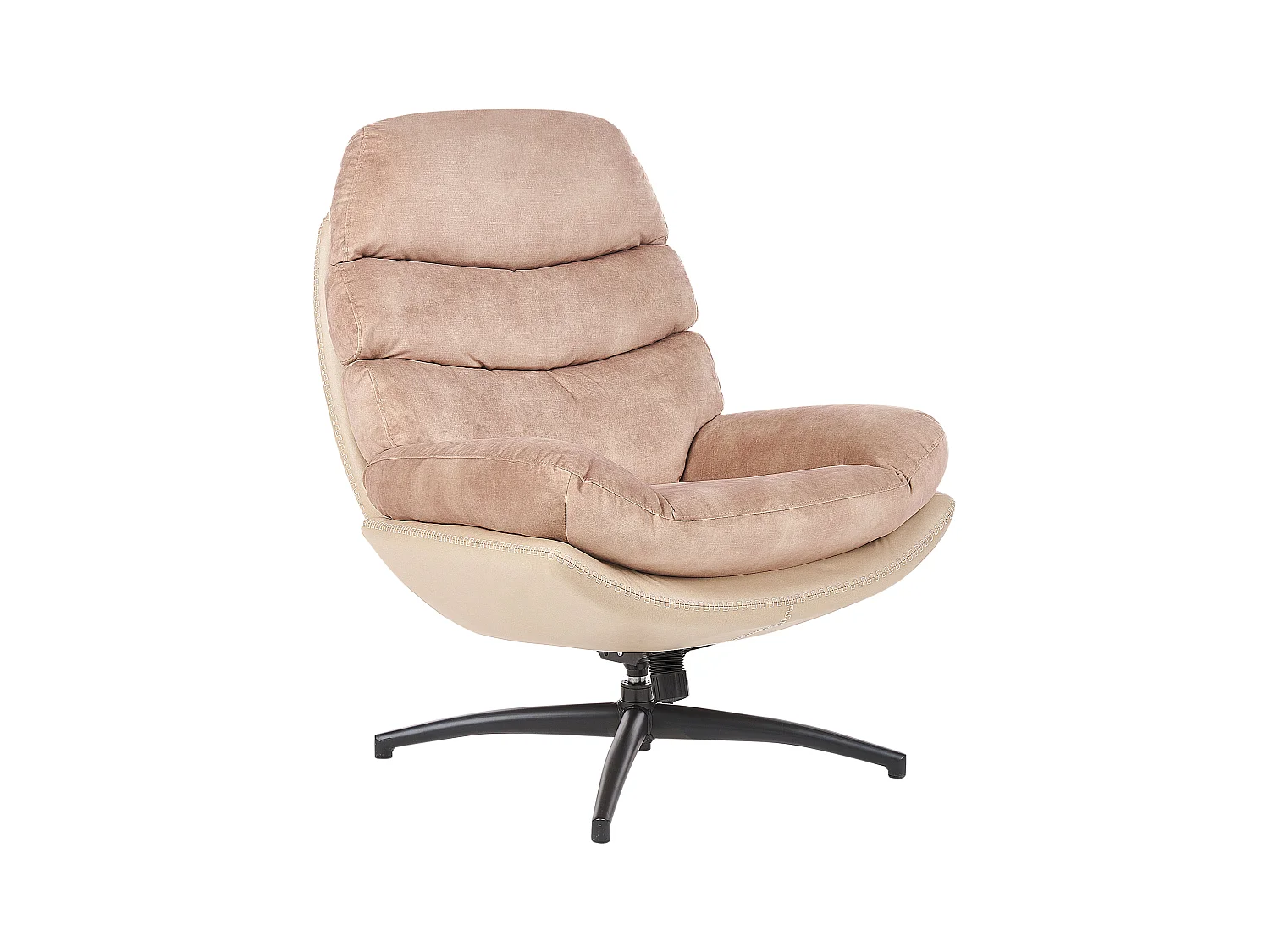 Draaifauteuil EIDE met voetenbank Fluweel Zandbeige