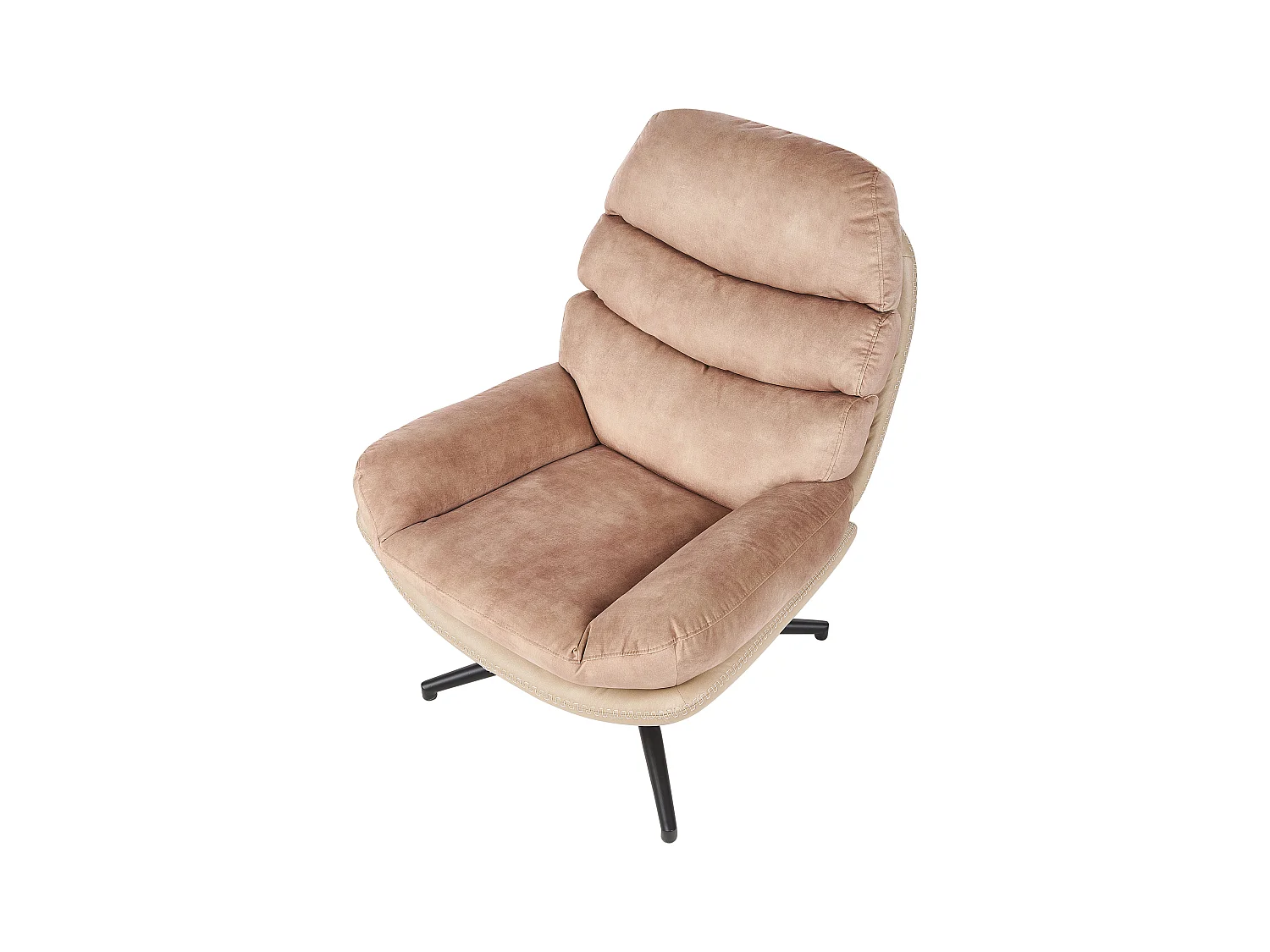 Draaifauteuil EIDE met voetenbank Fluweel Zandbeige
