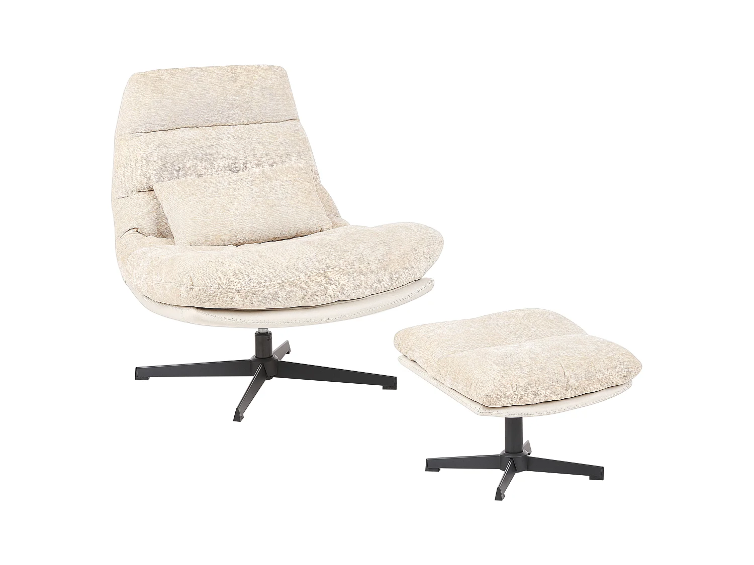 Fauteuil pivotant TOVIK Tissu chenille Beige clair