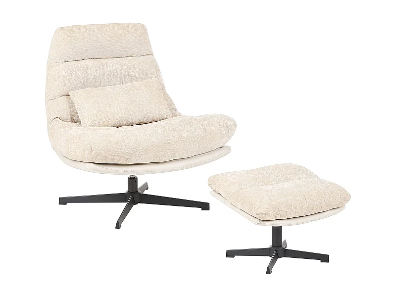 Fauteuil pivotant TOVIK Tissu chenille Beige clair