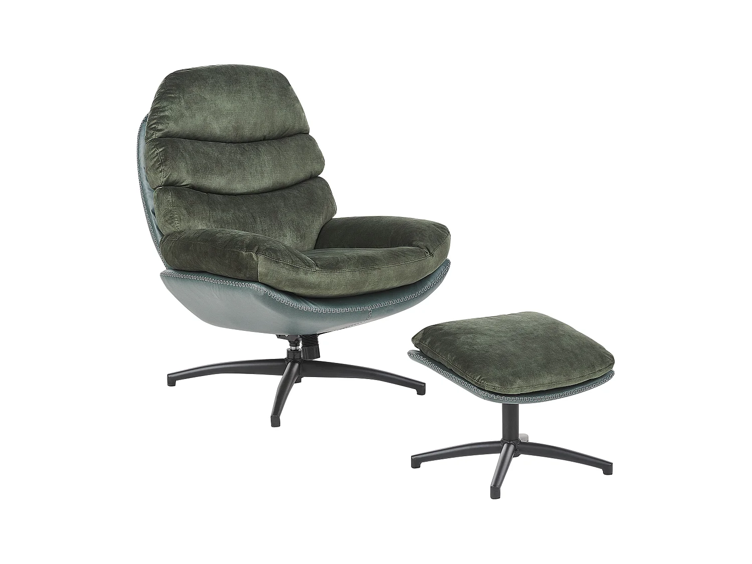 Drehsessel EIDE mit Fussstütze Samtstoff Dunkelgrün