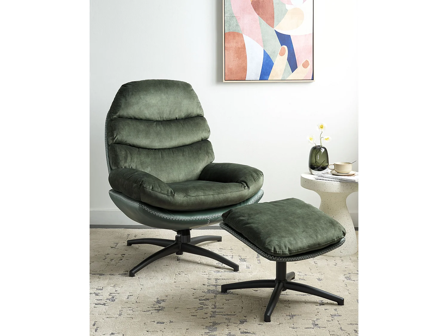 Fauteuil pivotant EIDE Velours Vert foncé