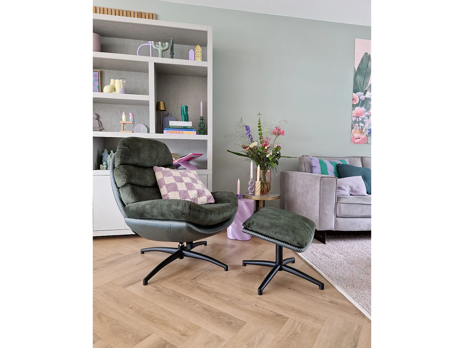Fauteuil pivotant EIDE Velours Vert foncé