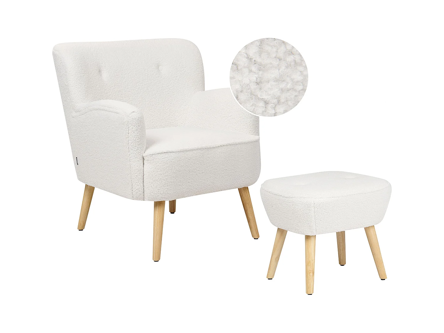 Fauteuil TUMBA Bouclé Blanc