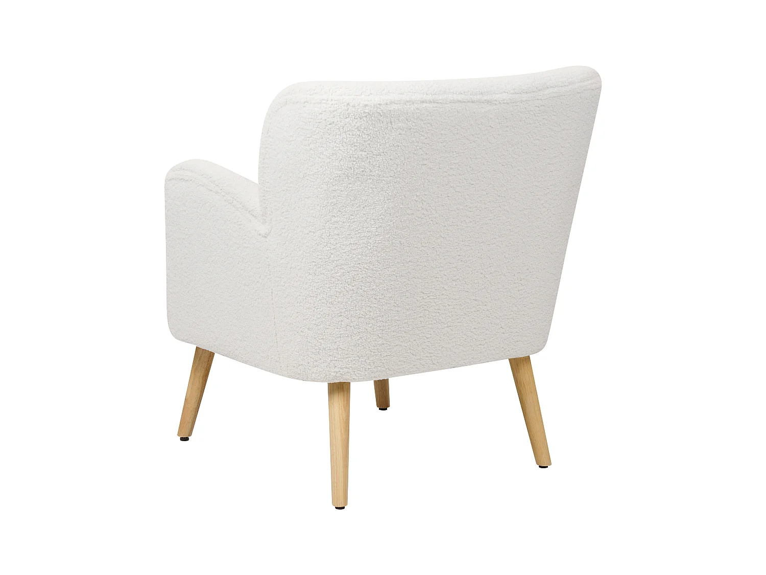 Sessel mit Hocker Bouclé Stoffbezug weiß Holzbeine hellbraun Retro-Design Tumba