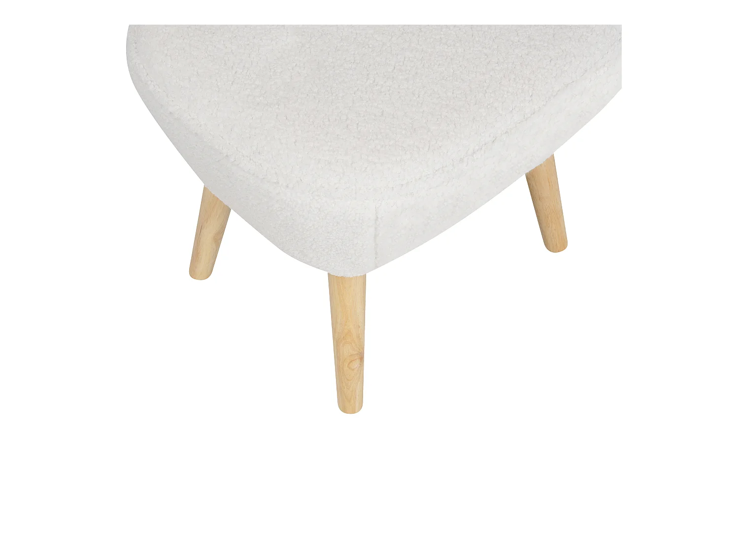 Sessel mit Hocker Bouclé Stoffbezug weiß Holzbeine hellbraun Retro-Design Tumba
