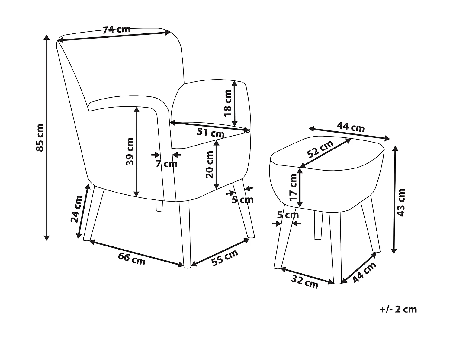 Sillón TUMBA con reposapiés Bouclé Blanco
