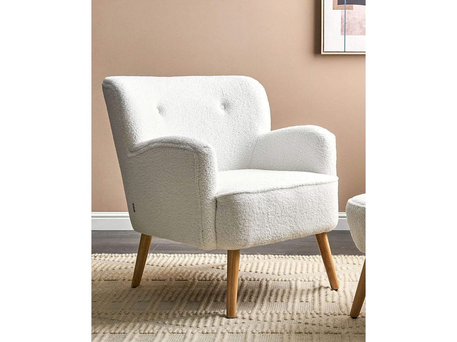 Fauteuil TUMBA Bouclé Blanc