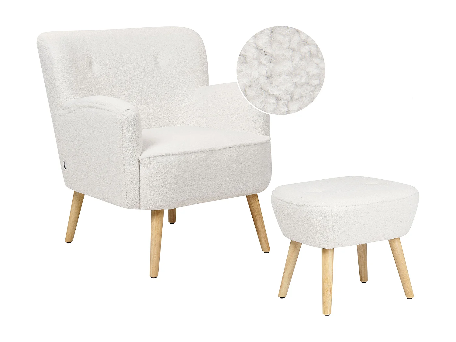 Fauteuil TUMBA Bouclé Blanc