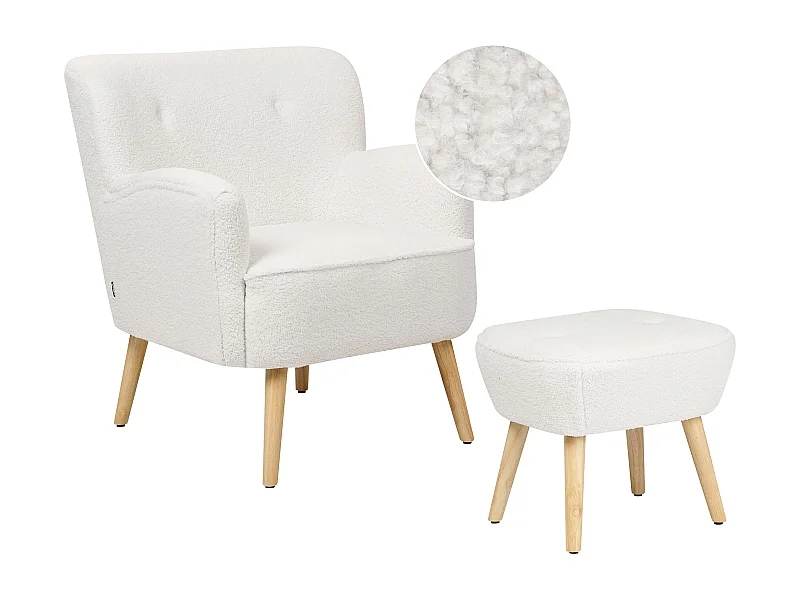 Fauteuil TUMBA Bouclé Blanc