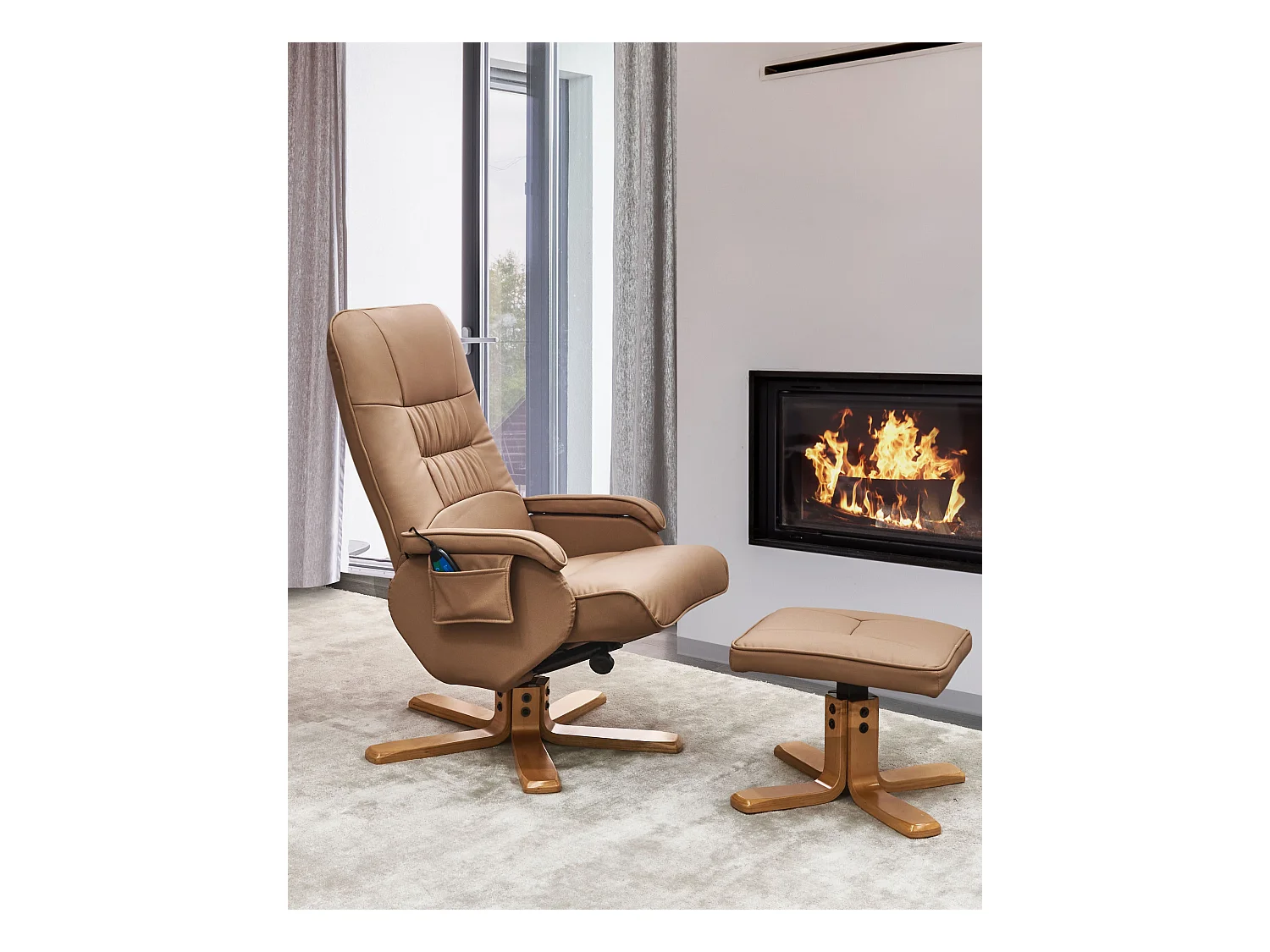 Fauteuil massant RELAXPRO Cuir PU Marron clair