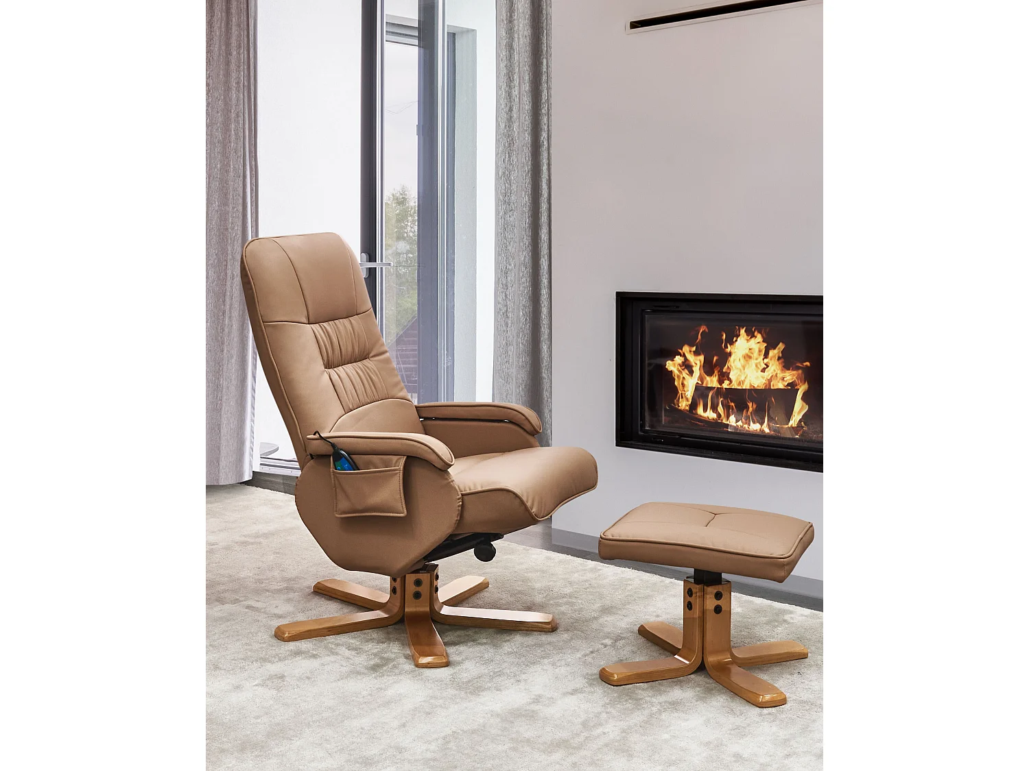 Fauteuil massant RELAXPRO Cuir PU Marron clair