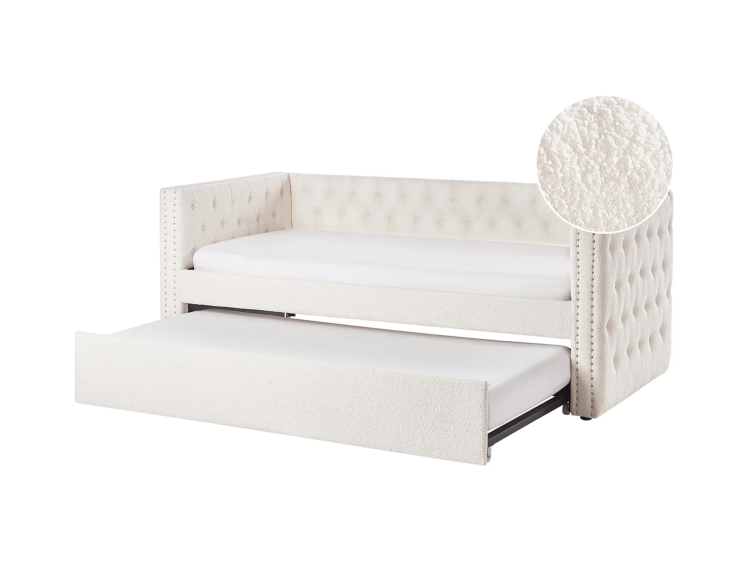 Lit gigogne Bouclé GASSIN 90 x 200 cm Blanc cassé