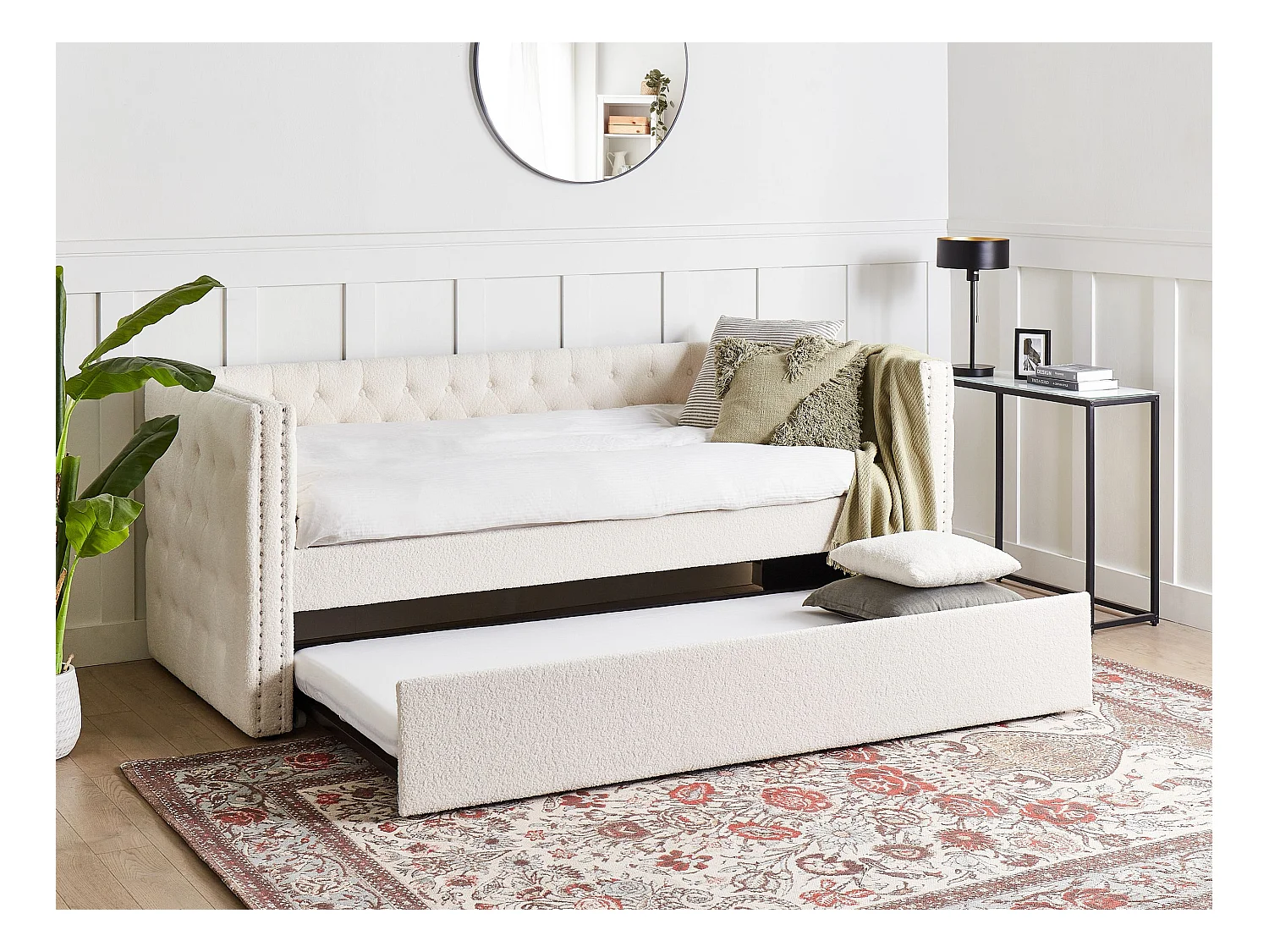 Lit gigogne Bouclé GASSIN 90 x 200 cm Blanc cassé