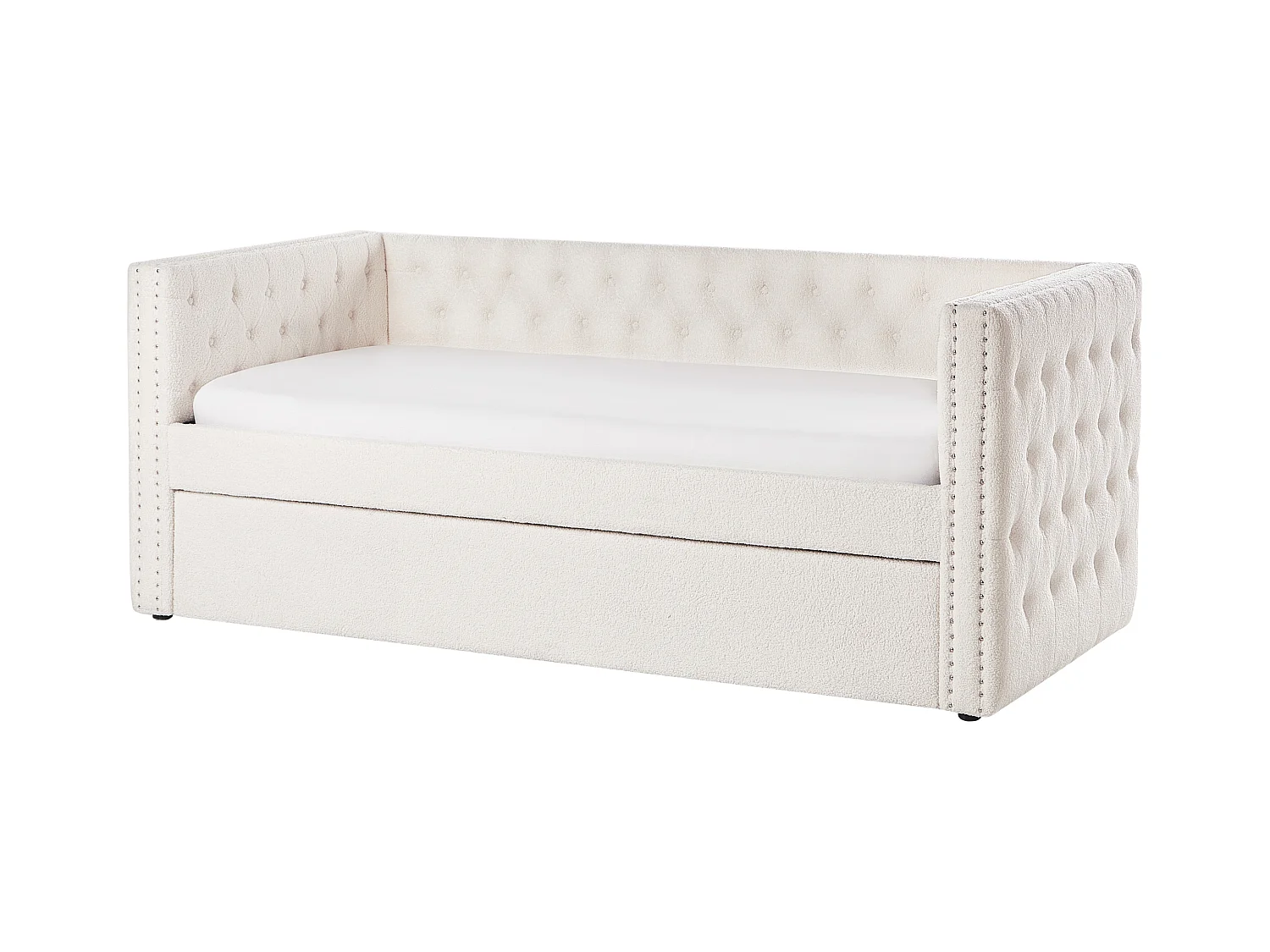 Lit gigogne Bouclé GASSIN 90 x 200 cm Blanc cassé