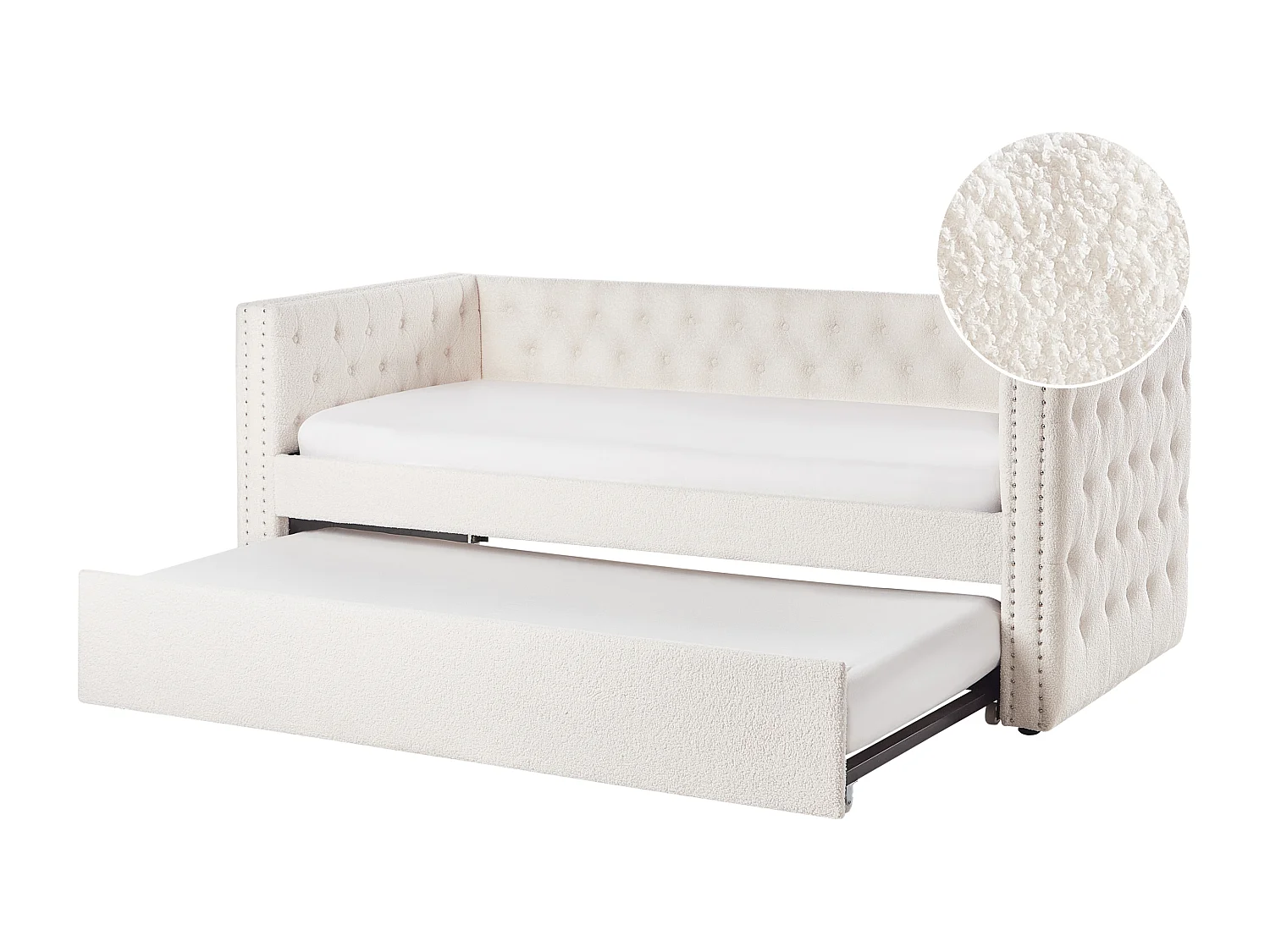 Lit gigogne Bouclé GASSIN 90 x 200 cm Blanc cassé