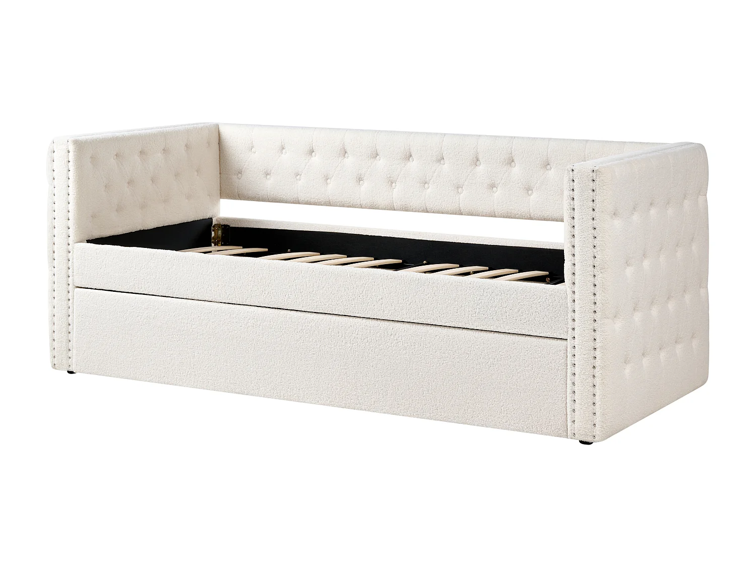 Lit gigogne Bouclé GASSIN 90 x 200 cm Blanc cassé