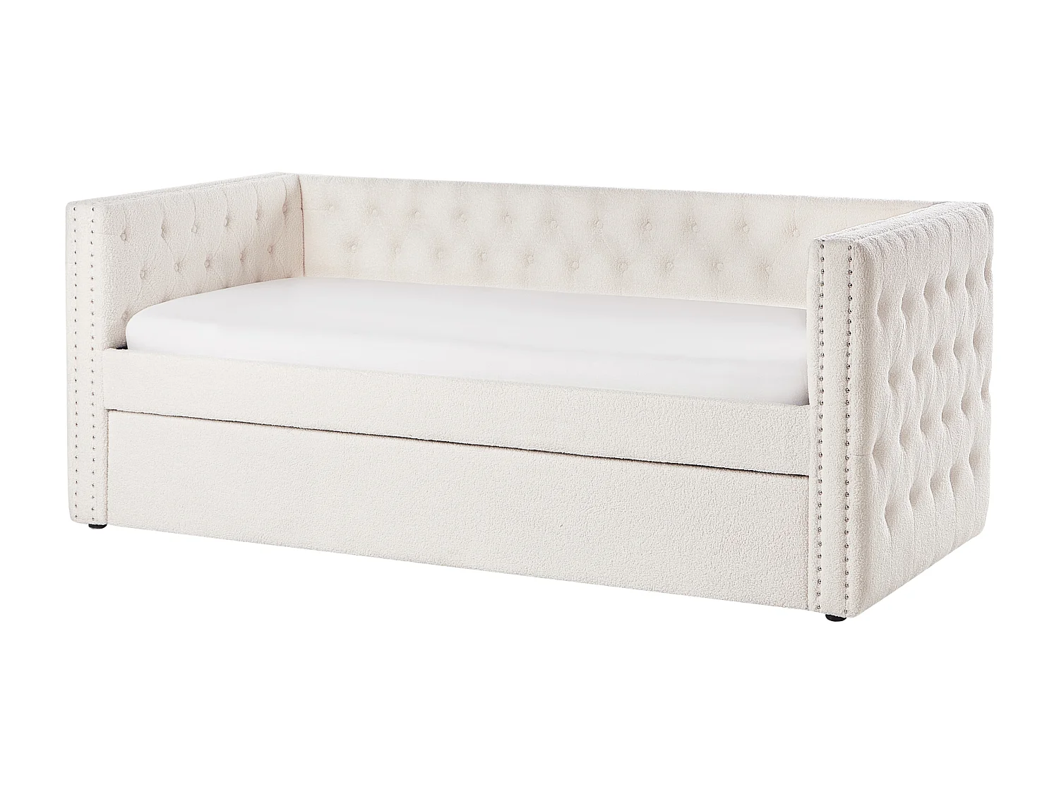 Lit gigogne Bouclé GASSIN 90 x 200 cm Blanc cassé