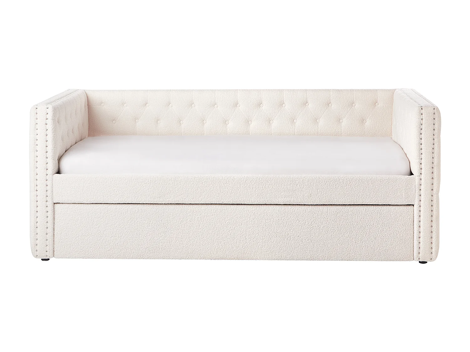 Lit gigogne Bouclé GASSIN 90 x 200 cm Blanc cassé