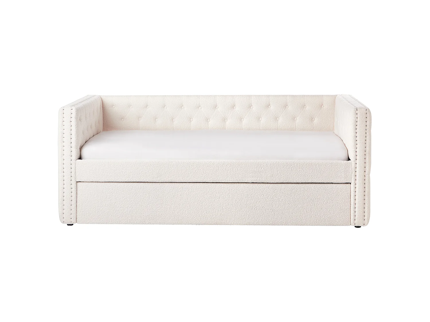 Lit gigogne Bouclé GASSIN 90 x 200 cm Blanc cassé