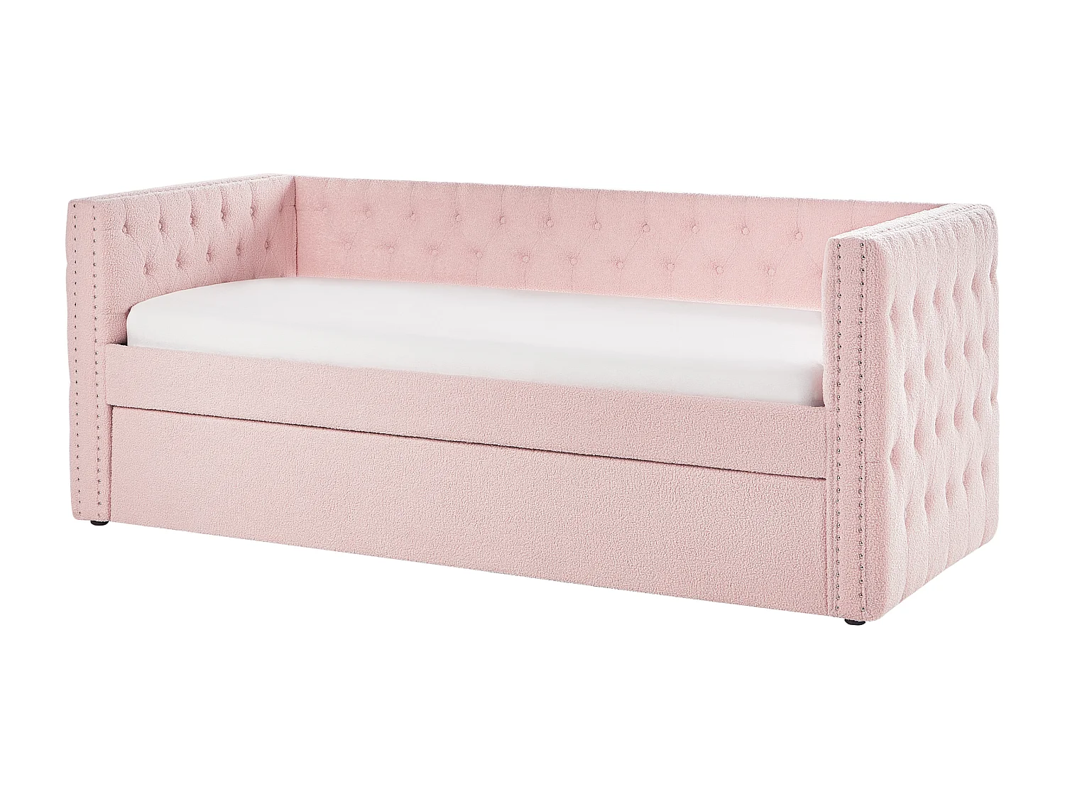 Onderschuifbed Bouclé GASSIN 90 x 200 cm Pastelroze