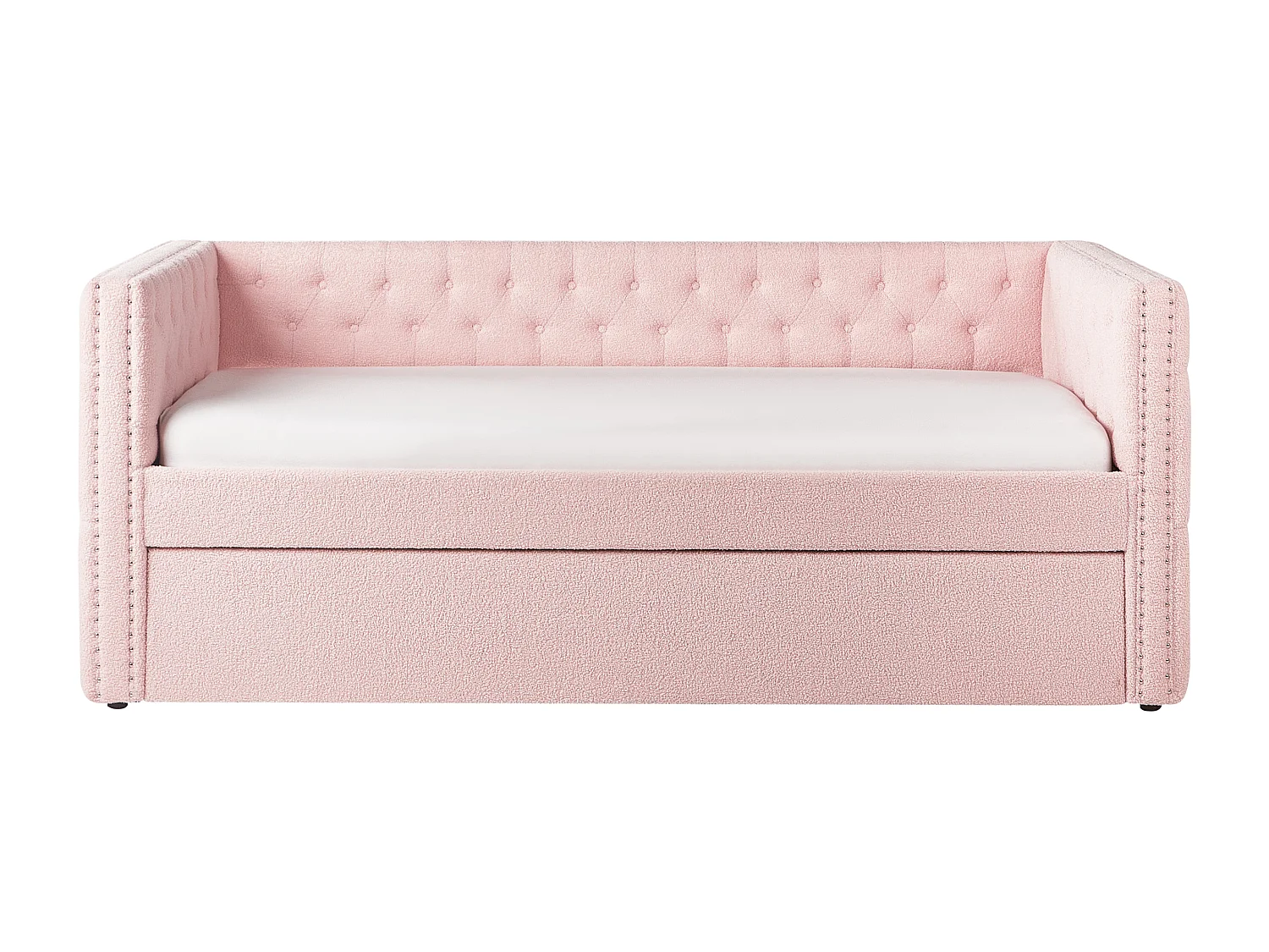 Lit gigogne Bouclé GASSIN 90 x 200 cm Rose pastel