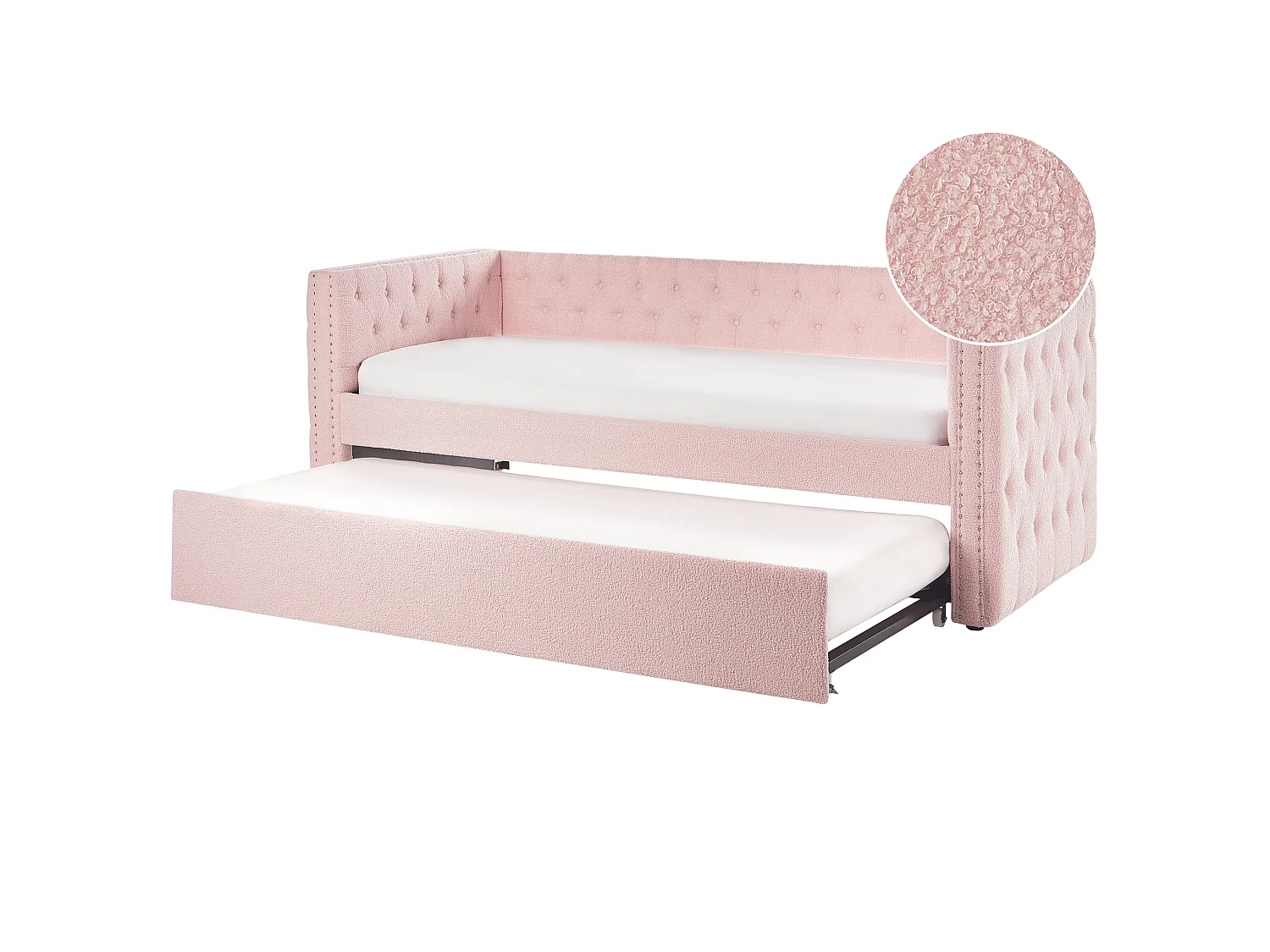 Letto estraibile Bouclé GASSIN 90 x 200 cm Rosa pastello