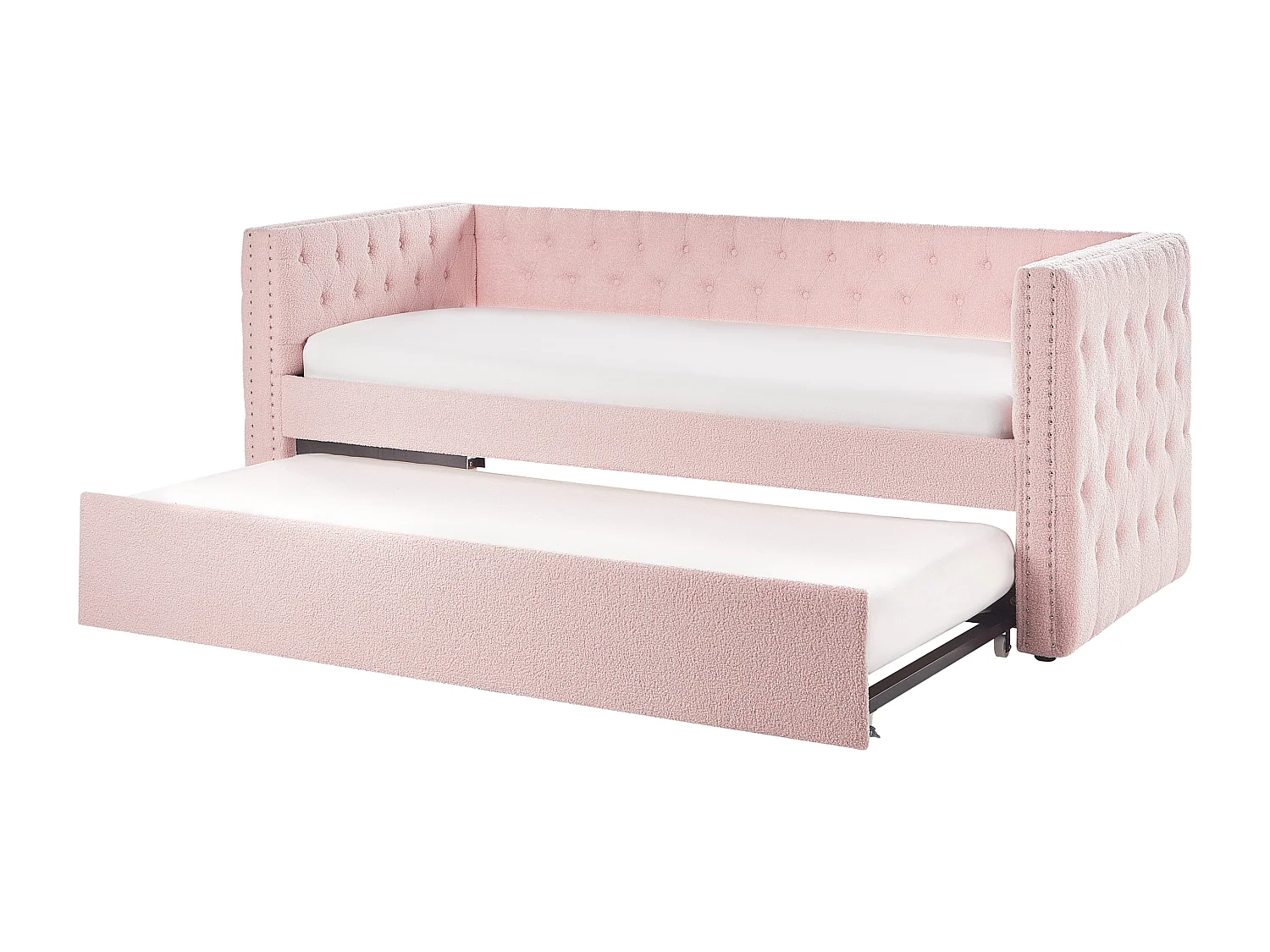 Letto estraibile Bouclé GASSIN 90 x 200 cm Rosa pastello