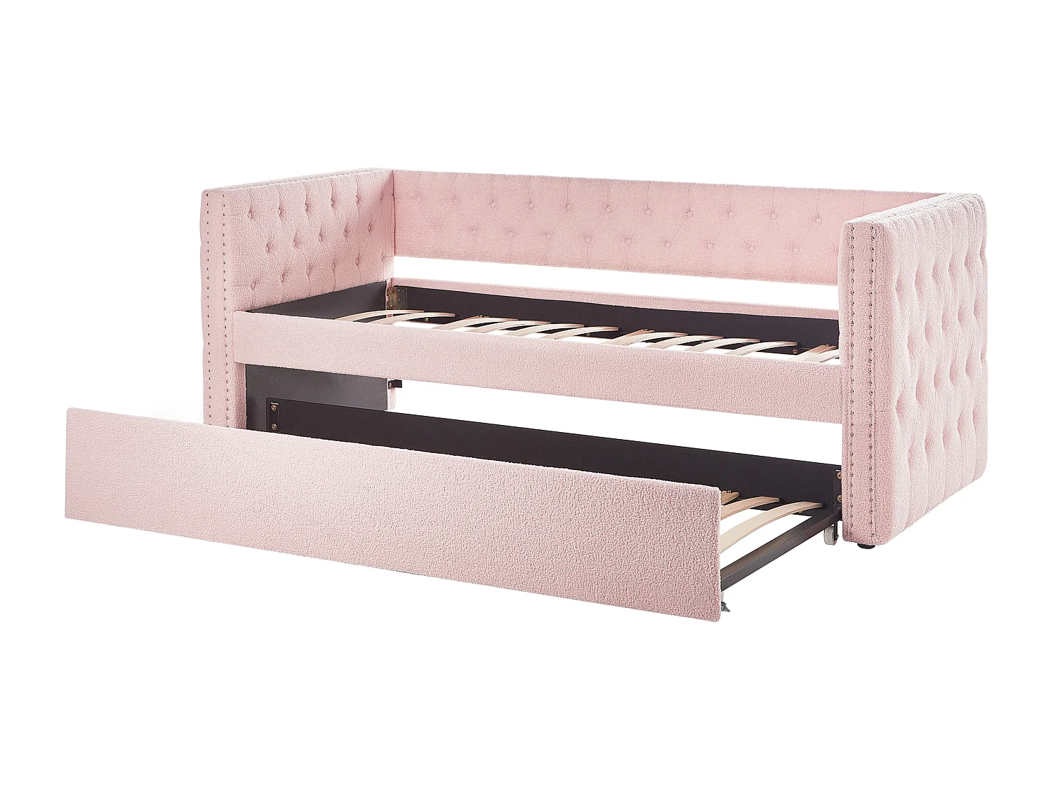 Letto estraibile Bouclé GASSIN 90 x 200 cm Rosa pastello