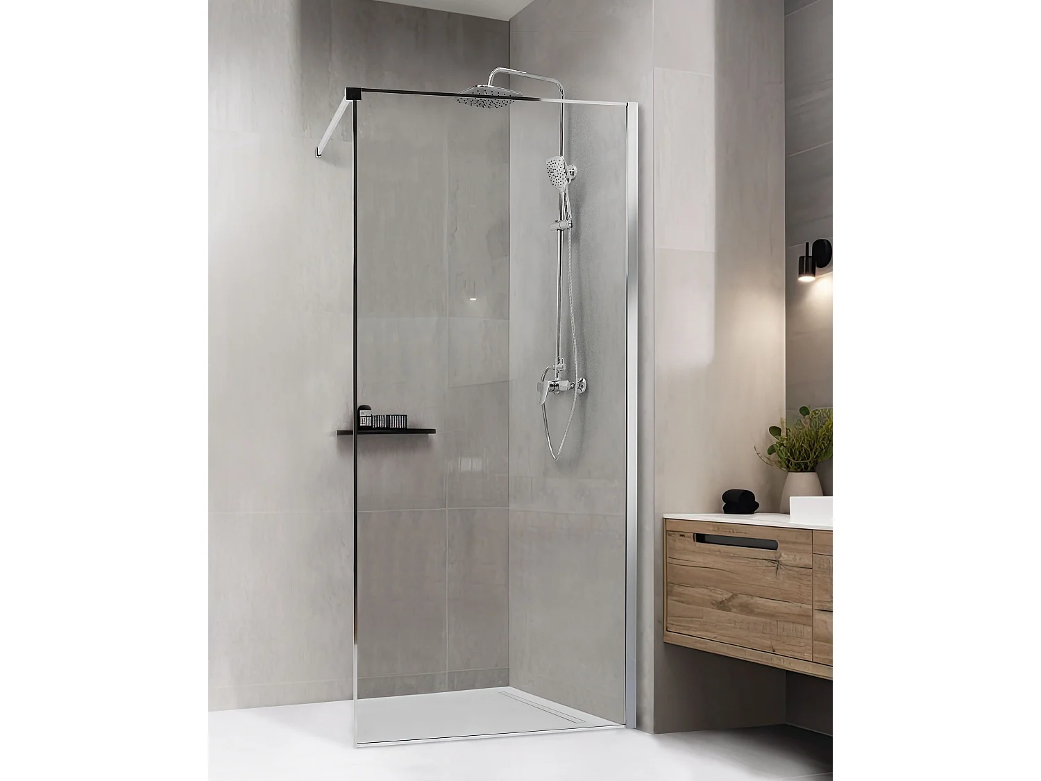 Duschwand WASPAM 90 x 190 cm Silber