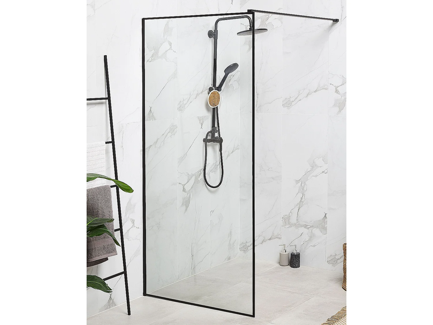 Shower Screen WASPAM II 900 x 1900 mm Black
