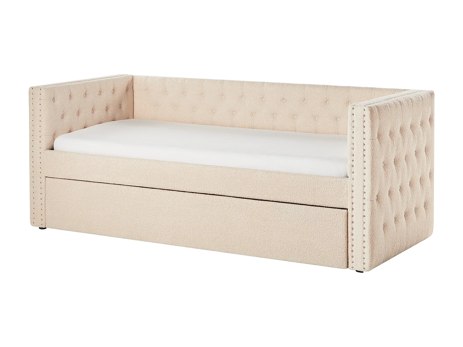 Onderschuifbed Bouclé GASSIN 90 x 200 cm Lichtbeige