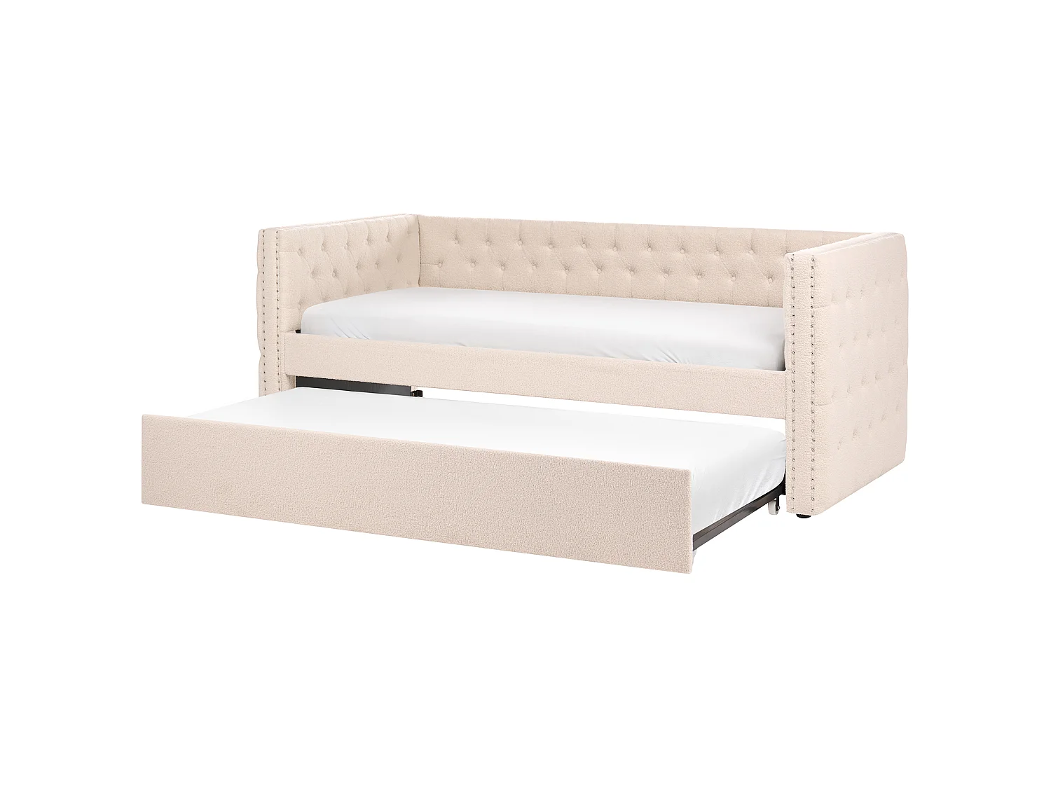 Onderschuifbed Bouclé GASSIN 90 x 200 cm Lichtbeige