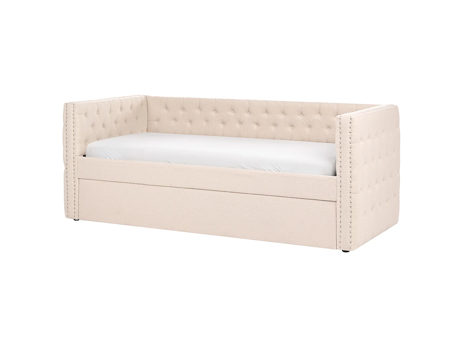 Onderschuifbed Bouclé GASSIN 90 x 200 cm Lichtbeige