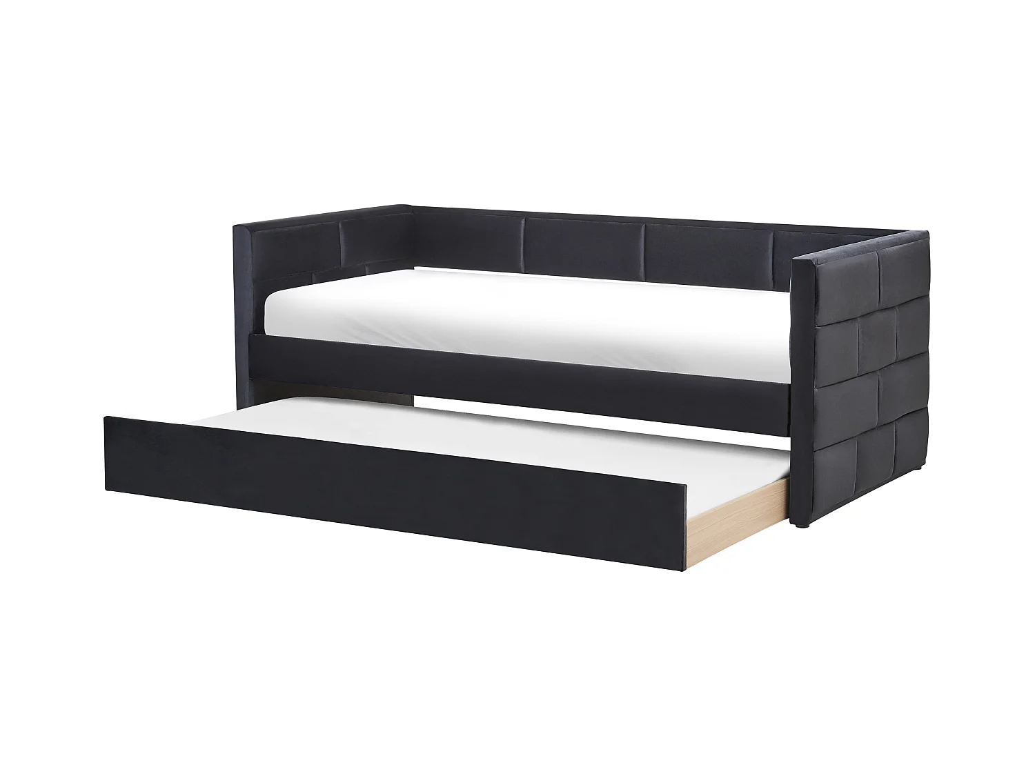 Lit gigogne Velours CHAVONNE 90 x 200 cm Noir