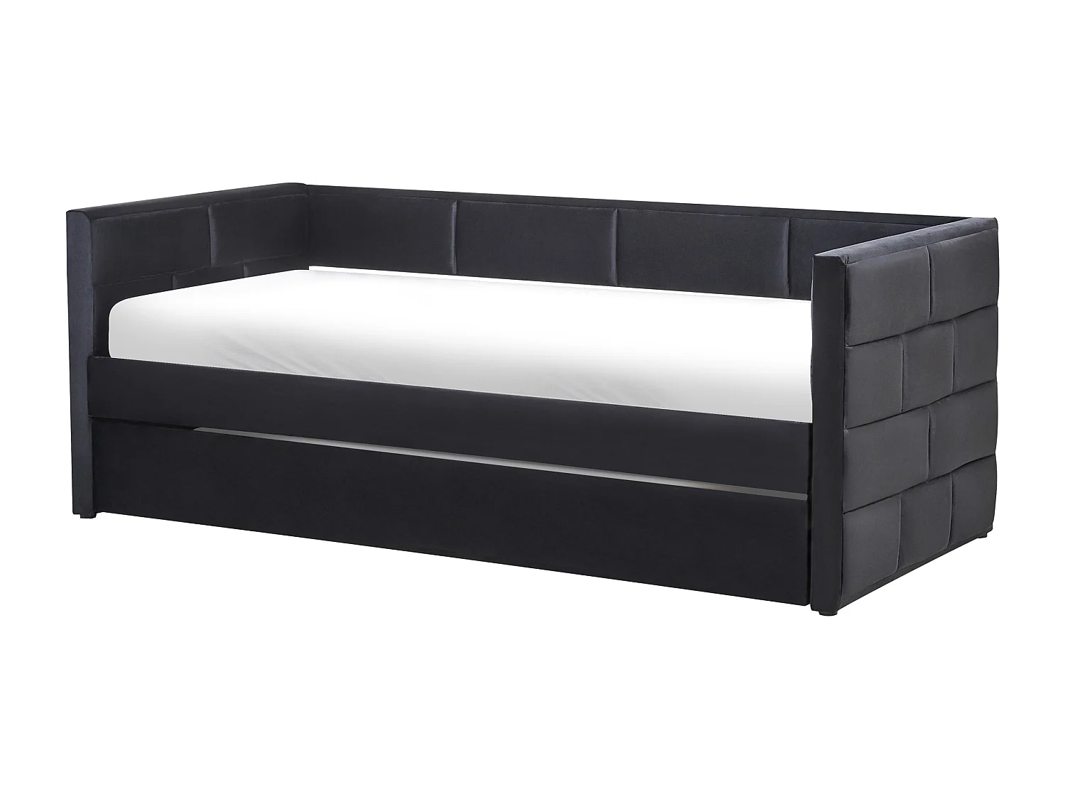 Lit gigogne Velours CHAVONNE 90 x 200 cm Noir