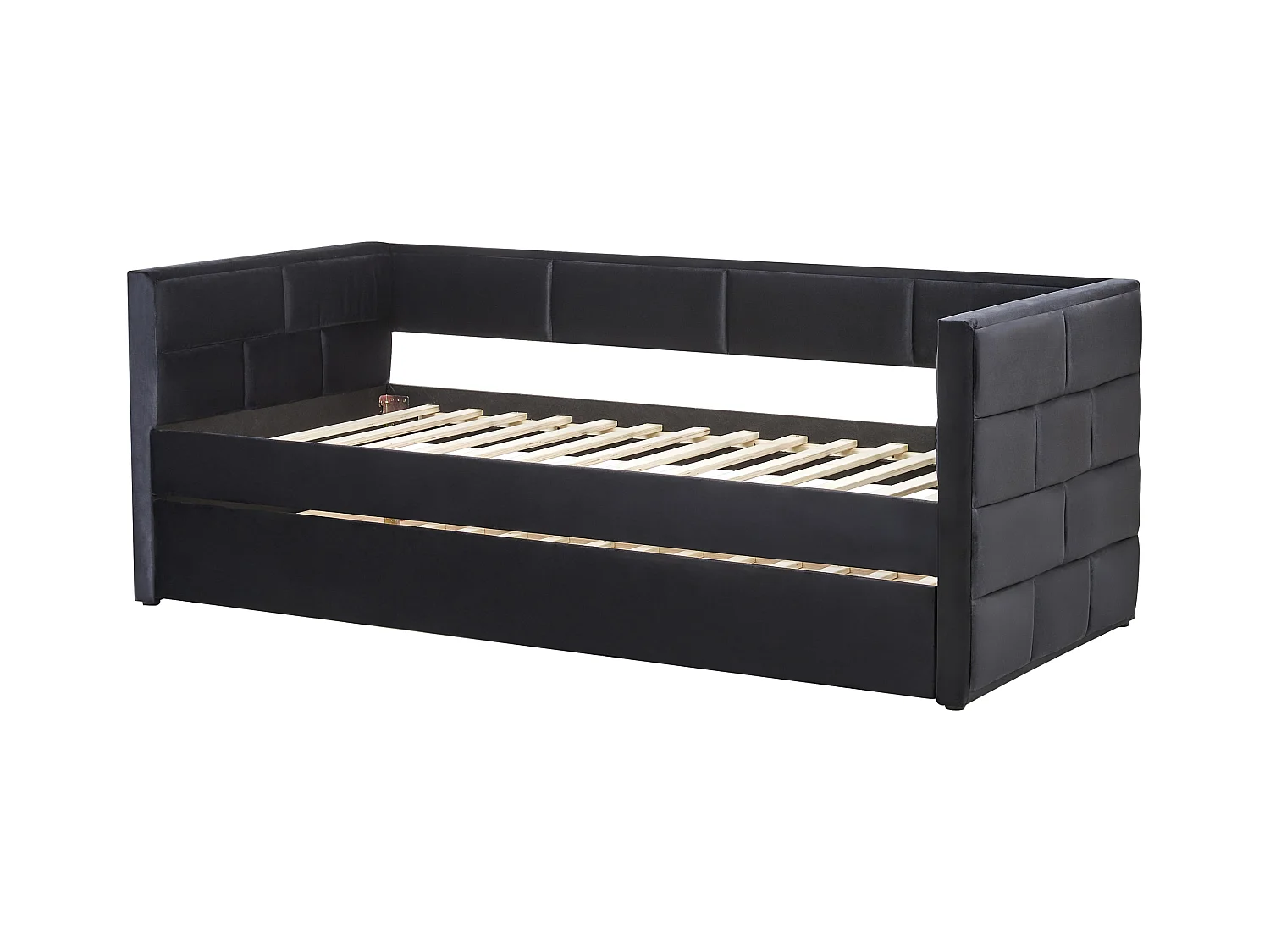 Lit gigogne Velours CHAVONNE 90 x 200 cm Noir